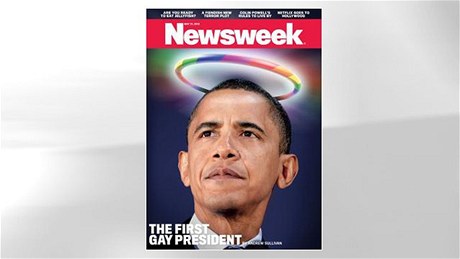 Obálka Newsweeku s Obamou a duhovou svatozáí