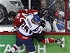 Kanada - Slovensko, kanadský hokejista Jamie Benn je naraen na mantinel hráem...