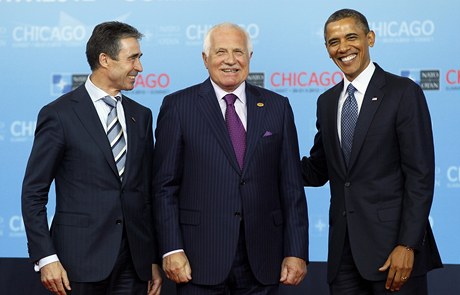 Václav Klaus, Barack Obama a generální tajemník NATO Anders Fogh Rasmussen 
