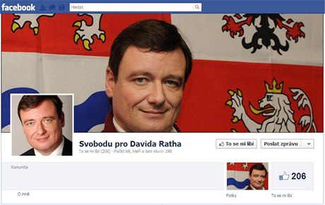 Facebooková stránka Svobodu pro Davida Ratha