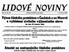 Titulní strana ranních Lidových novin z 29. kvtna 1942.