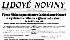 Titulní strana ranních Lidových novin z 29. kvtna 1942.