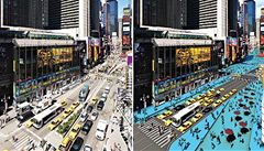 Janette Sadik Kahn a její projekt "Cool Water, Hot Island", ve kterém oslovila um�lce z New Yorku, aby do�asn� o�ivili ulice na Times Square.