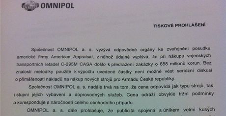 Tiskov prohlen spolenosti Omnipol