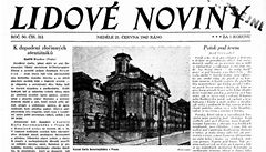 Titulní strana ranního vydání Lidových novin z 21. �ervna 1942