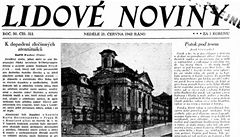Titulní strana ranního vydání Lidových novin z 21. ervna 1942
