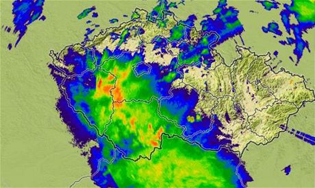 Radarový snímek sráek, 20. ervna 2012, 22:00