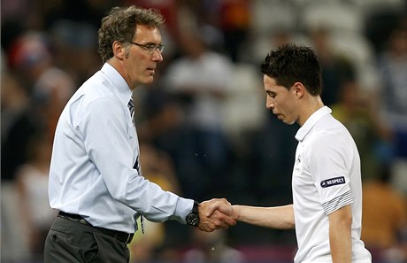 Samir Nasri (vpravo) a trenér Laurent Blanc