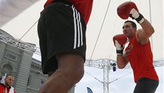 Vladimir Kli�ko p�i ve�ejném tréninku