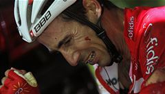 Francouzský cyklista David Moncoutie po pádu na Tour de France