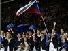 Zahájení olympiády (eská výprava s vlajkonoem Petrem Koukalem).