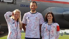 Na snímku jsou zleva skokanka na trampolín� Zita Frydrychová, cyklista Jan Bárta a gymnastka Kristýna Pále�ová