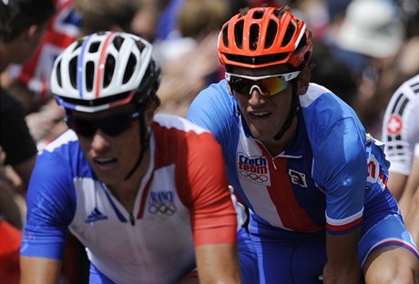 Letní olympijské hry Londýn 2012, Roman Kreuziger (vpravo) na silničním závodě cyklistů
