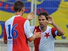 Slavia Praha - Jihlava. Jaromír Zmrhal ze Slavie a Karol Kisel (vpravo) ze Slavie se radují z gólu