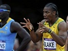Jamajský stíbrný medailista ze sprintu na 100 metr Yohan Blake svého krajana Usaina Bolta pedil alespo gesty ped závodem