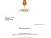 Certifikát potvrzující hodnotu houslí