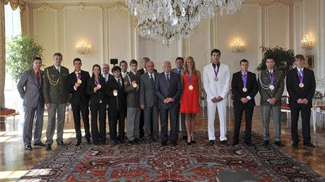 Prezident Václav Klaus pijal na Hrad medailové olympioniky. 