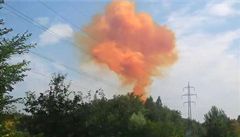 luto-oranový oblak nad Pardubicemi.