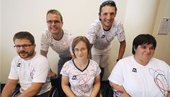 Zleva plavec Jan Pový�il, stolní tenista Ivan Karabec, lukost�elkyn� Markéta Sidková, cyklista Ji�í Bou�ka a atletka Eva Kacanu 