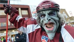 Utkání KHL Lev Praha - Dinamo Riga. Fanouek Rigy