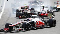 Jenson Button v první zatá�ce, ve které do�lo k havárii
