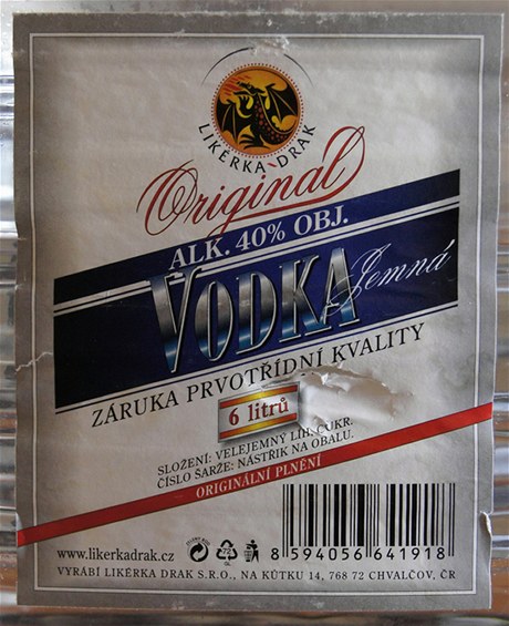 Vodka likérky Drak, ped kterou varuje policie