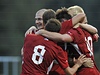 Utkání kvalifikace na mistrovství Evropy fotbalist do 21: R - Wales. Radost domácích hrá z vítzství