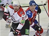 Utkání KHL: Lev Praha - Donck. Zleva Luká Kapar z Doncku a Ondej Nmec z HC Lev Praha