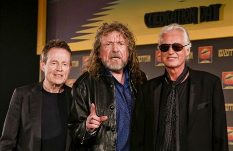 John Paul Jones, Robert Plant a Jimmy Page ped projekcí filmu Celebration Day