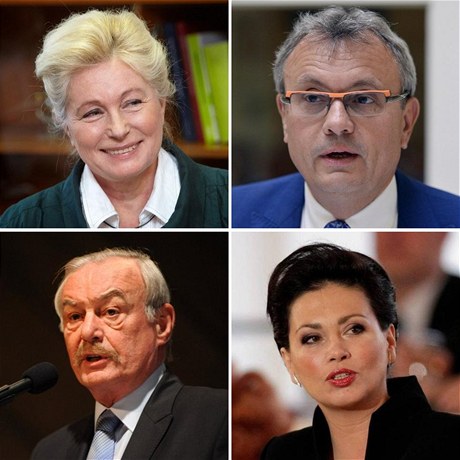 Prezidenttí kandidáti. Zleva nahoe Zuzana Roithová, Vladimír Dlouhý, dole Pemysl Sobotka a Jana Boboíková