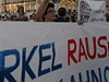 Protesty ek proti návtv Angely Merkelové