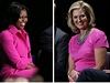  Jak souasná první dáma Michelle Obamová, tak Ann Romneyová, si oblékly aty prakticky stejné barvy.