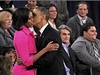 Michelle Obamová svého manele opt také podpoila.