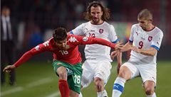 Zleva Georgi Milanov z Bulharska a etí hrái Petr Jiráek a Jan Rezek