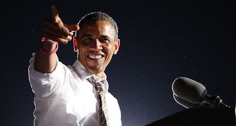 Americký prezident Barack Obama bhem pedvolební kampan v Clevelandu ve stát Ohio.