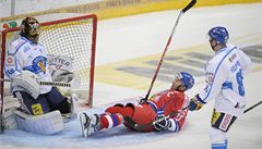 Zápas Euro Hockey Tour, Karjala Cup esko - Finsko, eský hokejista Petr Nedvd a finský branká Tuukka Rask