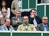 VIP lóe na Davis Cupu. Exministr Martin Kocourek (vpravo nahoe), ministr Miroslav Kalousek (vpravo dole), bývalý tenista Ivan Lendl (dole uprosted) a podnikatel Miroslav ernoek (nahoe uprosted).