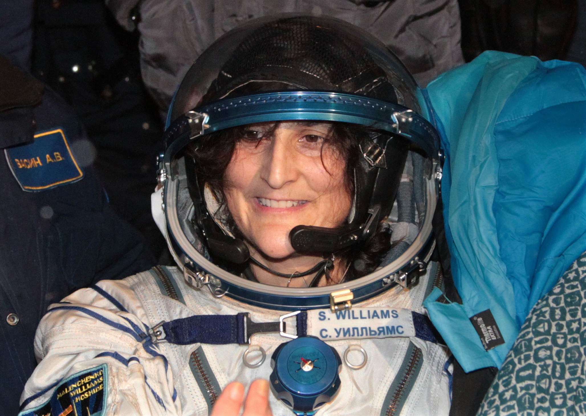 Sunita Williams po p�istání kosmické lodi Sojuz.
