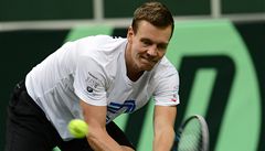 P�íprava na finále Davisova poháru �R - �pan�lsko. Tomá� Berdych na tréninku