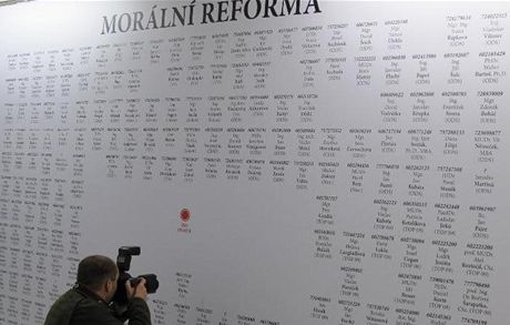 Tablo s ísly politik - tahák výstavy Ztohoven v DOXU.