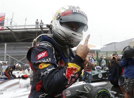 Velká cena Brazílie formule 1 - slavící Sebastian Vettel