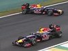 Velká cena Brazílie formule 1 - Sebastian Vettel (dole) a Mark Webber