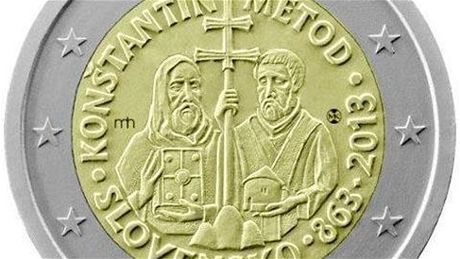 Návrh dvoueurové mince s Cyrilem a Metodjem