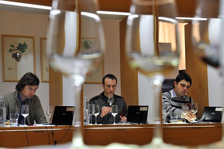 Degustátoi hodnotí vzorek jednoho z vín usilujících o zaazení do Salonu vín eské republiky 2013.