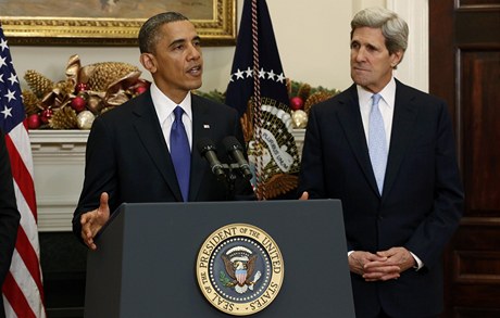 Prezident Barack Obama a John Kerry. 