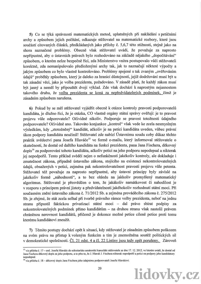 Ústavní stínost Tomia Okamury, strana 20