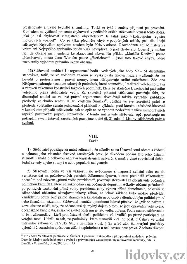 Ústavní stínost Tomia Okamury, strana 23