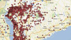 V map� jsou zahrnuty t�i okresy ve stát� New York.