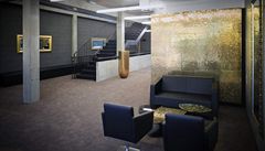 Strohý vnit�ek stavby dopl�uje t�eba zlatá mozaika.