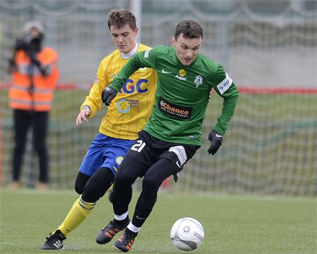 Utkání Tipsport ligy, skupina A: Teplice - Jablonec. Zprava David Lafata z Jablonce a Tomá Jursa z Teplic